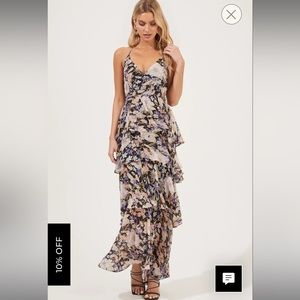 ROSANA FLORAL TIERED RUFFLE MAXI DRESS BLACK MULTI FLORAL
